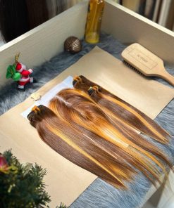 Sew In Hair bonestraight piano orange and brown