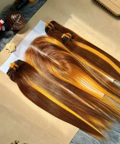 Sew In Hair bonestraight piano orange and brown