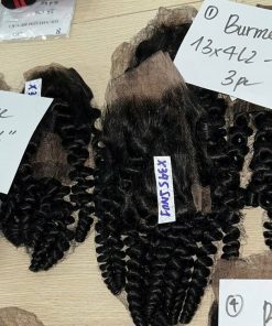 Wholesale Transparent Lace Burmese Curl Natural Color Hair Frontal