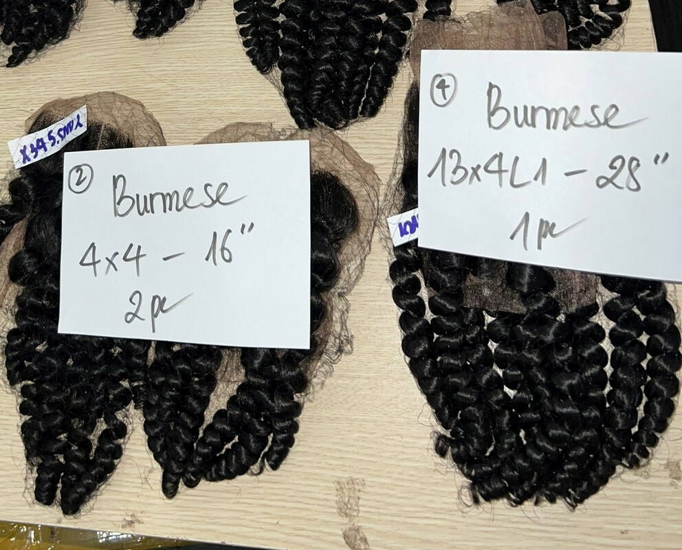 Wholesale Transparent Lace Burmese Curl Natural Color Hair Frontal Wholesale Transparent Lace Burmese Curl Natural Color Hair Frontal