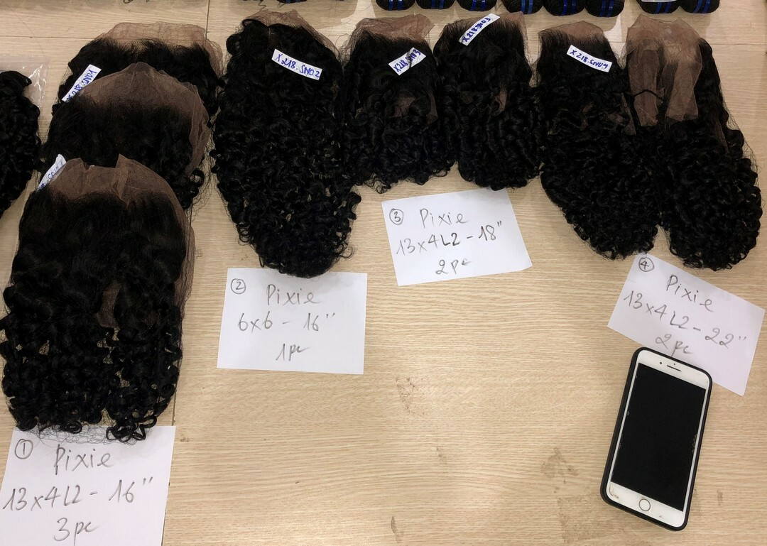 Wholesale Transparent Lace Pixie Curl Natural Color Hair Frontal Wholesale Transparent Lace Pixie Curl Natural Color Hair Frontal