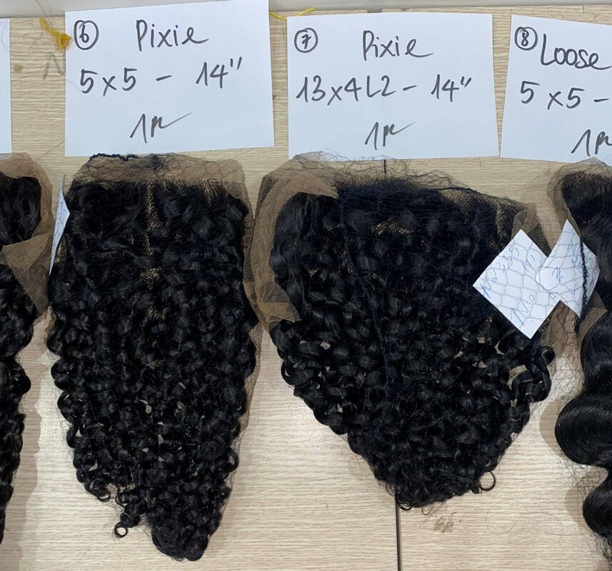 Wholesale Transparent Lace Pixie Curl Natural Color Hair Frontal Wholesale Transparent Lace Pixie Curl Natural Color Hair Frontal