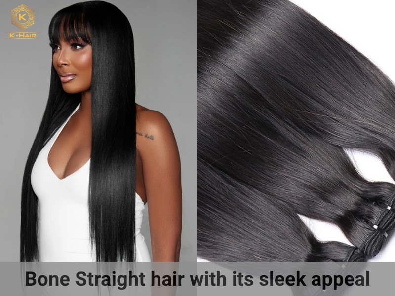 Bone Straight hair is sleek, shiny and voluminous