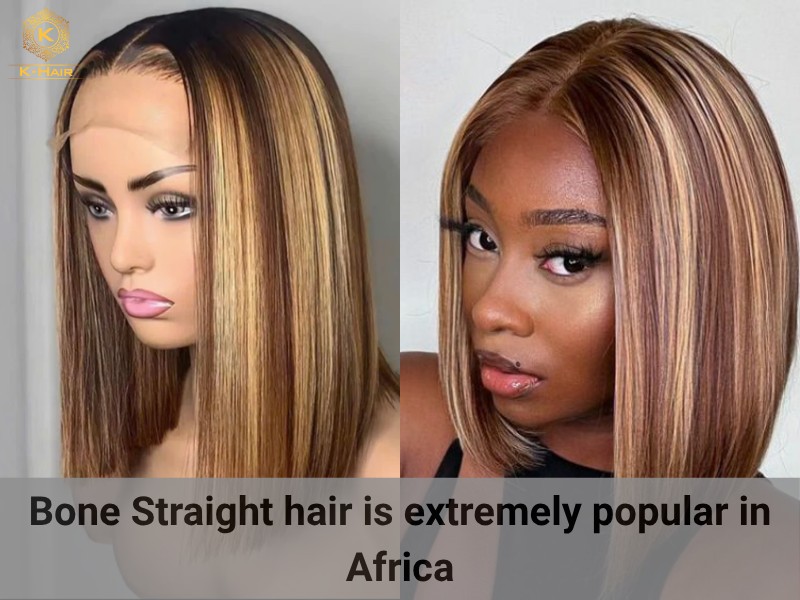 Short, bone straight wigs with bold colors are popular in Africa