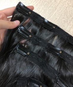 Natural Straight Clip In Hair Extensions Black Color