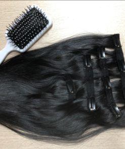 Natural Straight Clip In Hair Extensions Black Color 3
