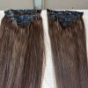 Natural Straight Clip In Hair Extensions Brown Color