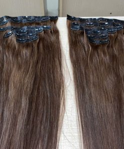 Natural Straight Clip In Hair Extensions Brown Color
