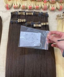 Natural Straight Tape in Hair Extensions Dark Brown Color