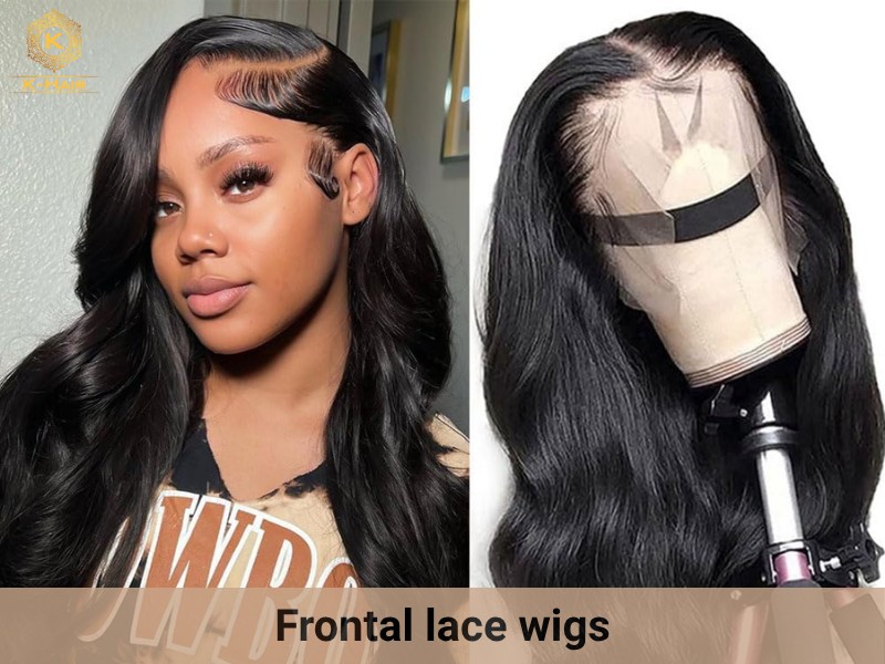 Frontal lace wigs have wider lace sizes such as 13x4, 13x5, 13x6