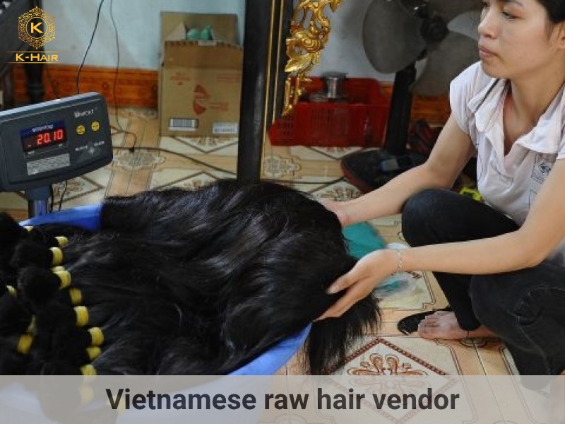 A Vietnamese raw hair vendor selling her hair