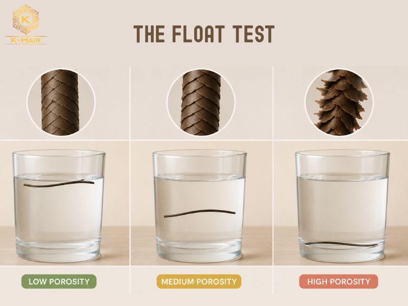 What Is Porous Hair? The Silent Hair Killer Explained 7 The float test helps identify whether your hair has low, medium, or high porosity