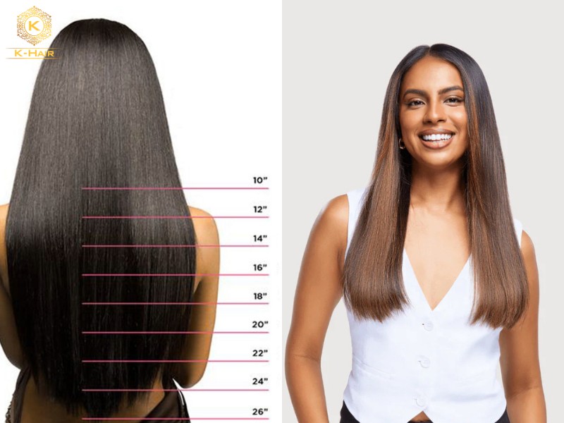 18 inch hair extension will fall just below the shoulder blades