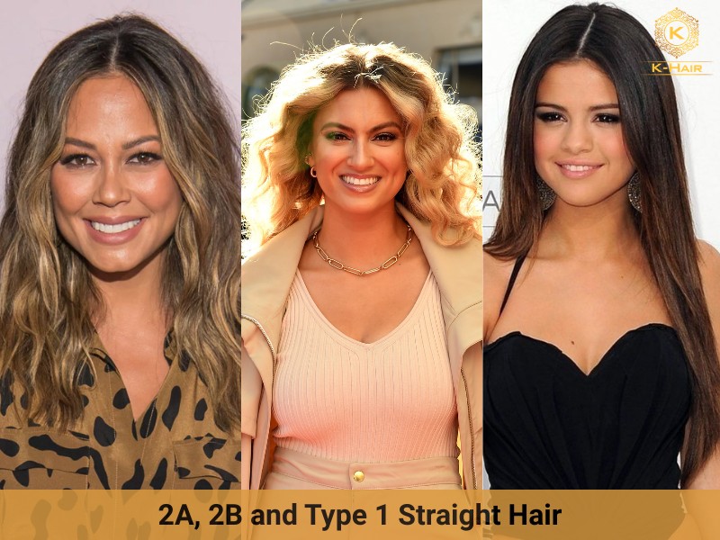 2A hair compared to 2B and Type 1 hair