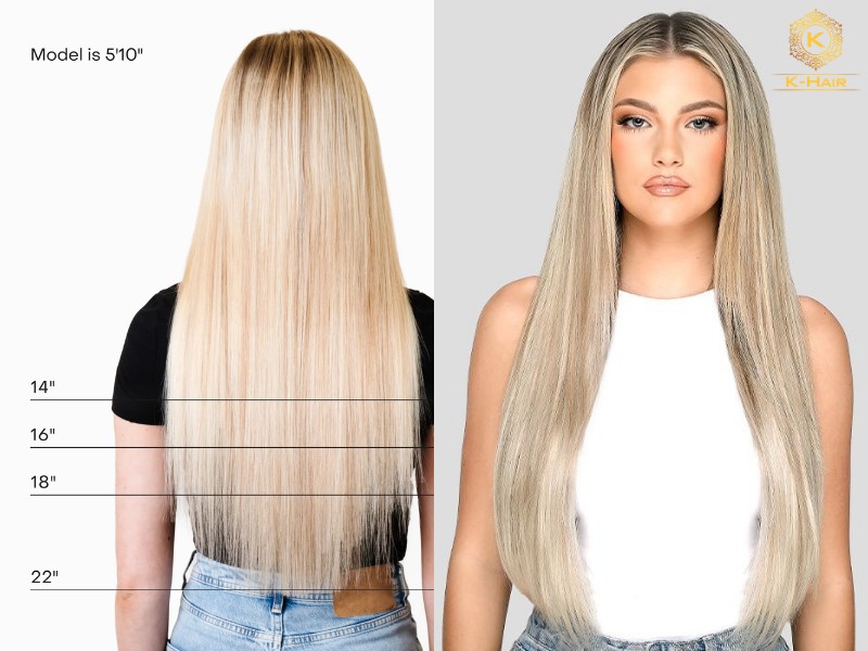 22 inch hair extension will fall at your lower back - close to touch your waist lengths