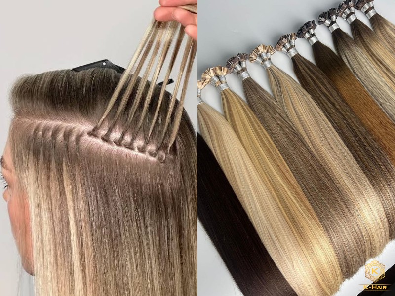 Tips-in hair extensions wholesale pricing — K-Hair keratin bond extensions color range