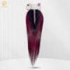 Bone Straight Ombre Burgundy Color Transparent Lace Closure 3 1 1