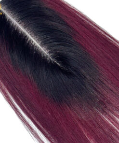 Bone Straight Ombre Burgundy Color Transparent Lace Closure 2 3