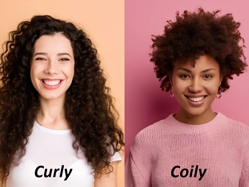 Coily Hair vs Curly Hair: Amazing Key Differences 2 Coily hair vs curly hair texture shown side by side