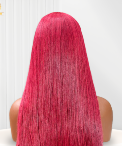 Bone Straight Red Wig Transparent Lace 6 back