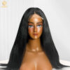 Natural Straight Transparent Lace Front Wig Black Color 5 front 1