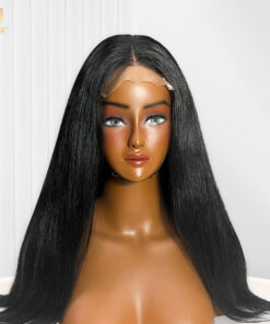 Natural Straight Transparent Lace Front Wig Black Color
