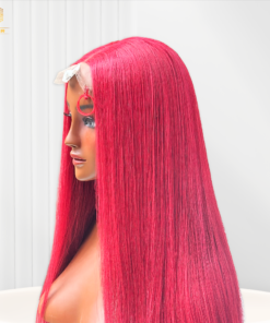 Bone Straight Red Wig Transparent Lace 5 siden