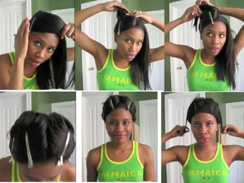 How to Straighten Hair Without Heat: 7 Easy Methods 3 Flat wrap method holding damp hair around the head to dry straight