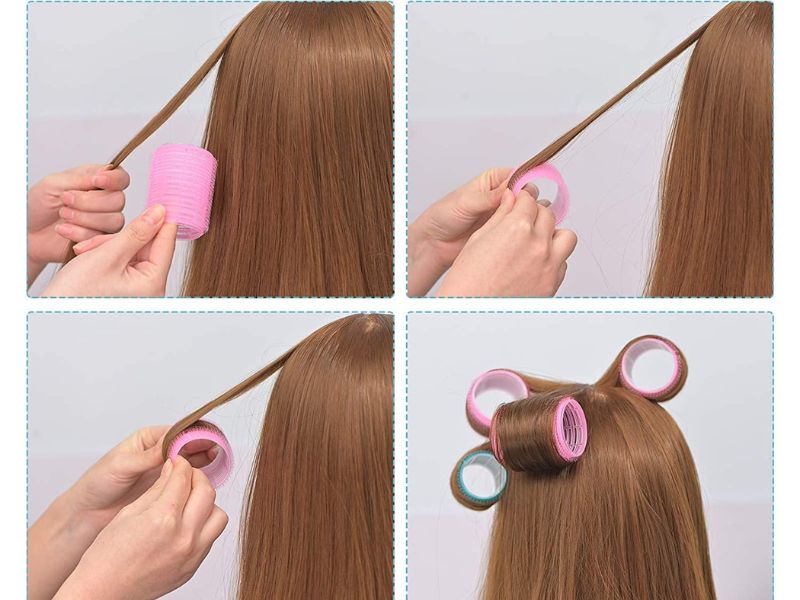 How to Straighten Hair Without Heat: 7 Easy Methods 4 Jumbo velcro rollers used to straighten hair without heat
