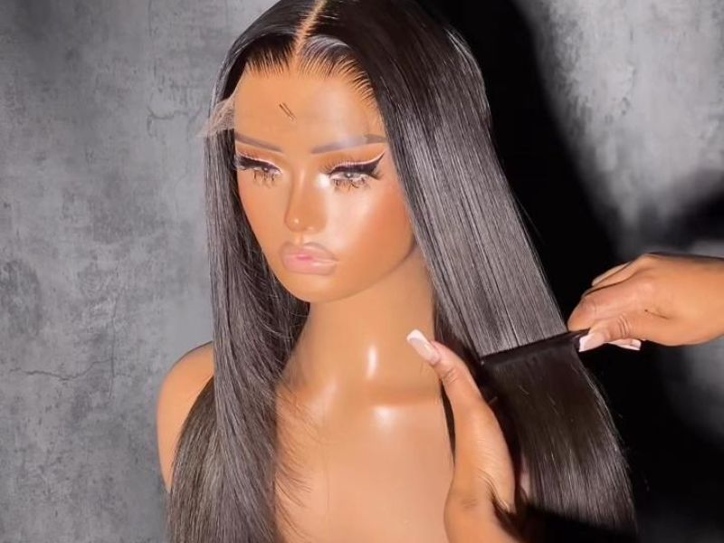 How to Straighten Hair Without Heat: 7 Easy Methods 9 Human hair wig on a mannequin head for heat-free straightening