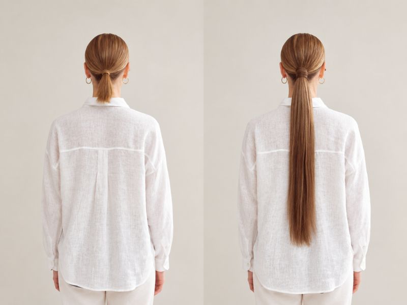 Ponytail Hair Extensions: A Wholesale Buyer's Guide 3 Before and after with ponytail hair extensions.